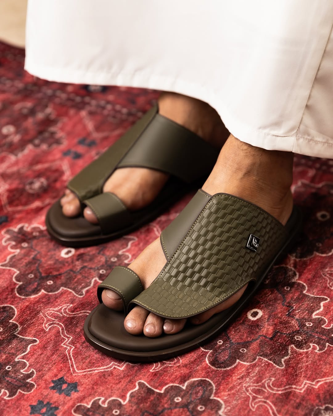 JELD Olive Quilted Premium Crepe-Sole Sandal